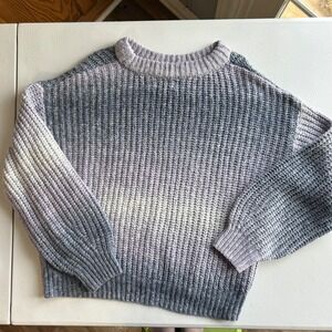 A New Day Ombre Chunky Ribbed Knit Crewneck Sweater Grey Lavender XL